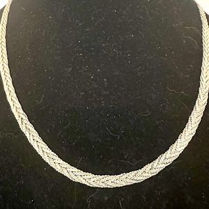 Vintage tri color textured braided silver chain